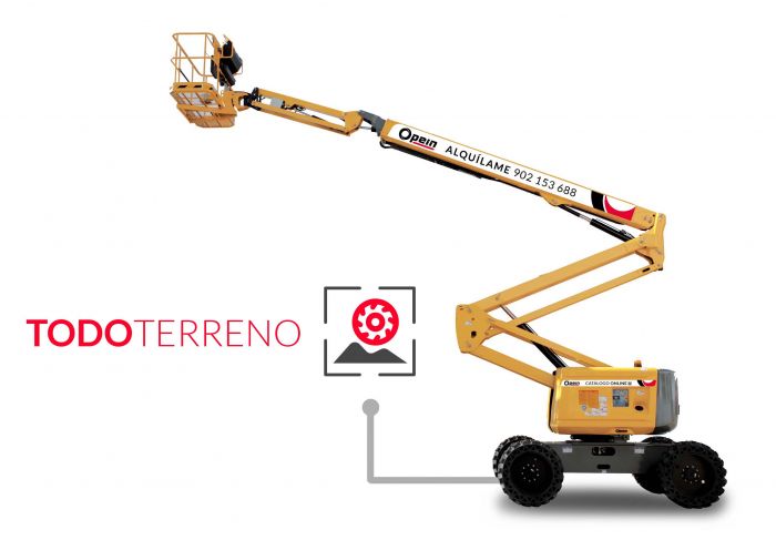 Opein | Alquiler y venta de plataforma elevadora articulada todoterreno diésel Haulotte ha 20 rtj pro, 20 metros 230kg en Canarias y Madrid.