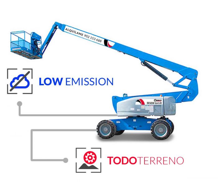 Opein | Alquiler y venta de plataforma elevadora articulada todoterreno diésel Genie z80 60, 26 metros 227kg en Canarias, Madrid y Marruecos.