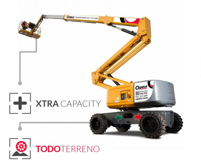 Opein | Alquiler y venta de articulada todoterreno diesel Haulotte ha26rtj pro de 26 metros 350kg en Madrid, Canarias y Marruecos.