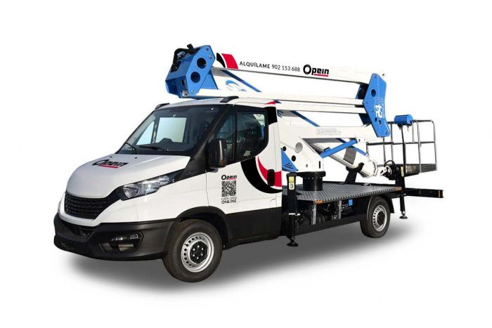 Opein | Alquiler y venta de cesta camión diésel articulada Socage 24D 24m 225kg en Canarias, Madrid y Marruecos.