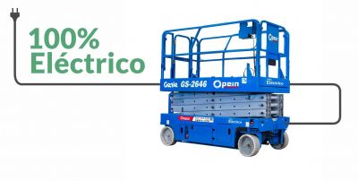 Opein | Alquiler y venta de tijera eléctrica Genie de 10 metros interior-exterior 450kg en Madrid, Canarias y Marruecos.