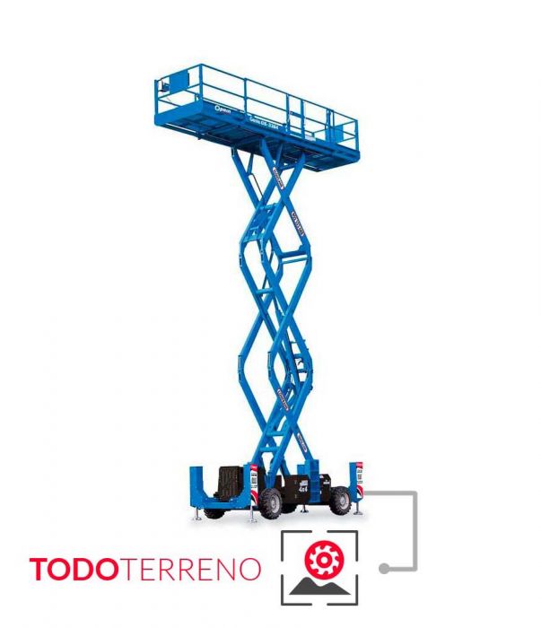 Opein | Alquiler y venta de tijera todoterreno diesel Genie gs-3.384rt de 12 metros 1134kg en Madrid, Canarias y Marruecos.