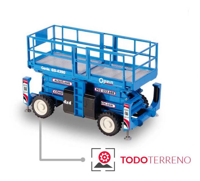 Opein | Alquiler y venta de tijera todoterreno diesel Genie gs-4.390rt de 15 metros 680kg en Madrid, Canarias y Marruecos.