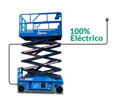 Opein | Alquiler y venta de tijera eléctrica de 12 metros interior-exterior 300kg en Madrid, Canarias y Marruecos.