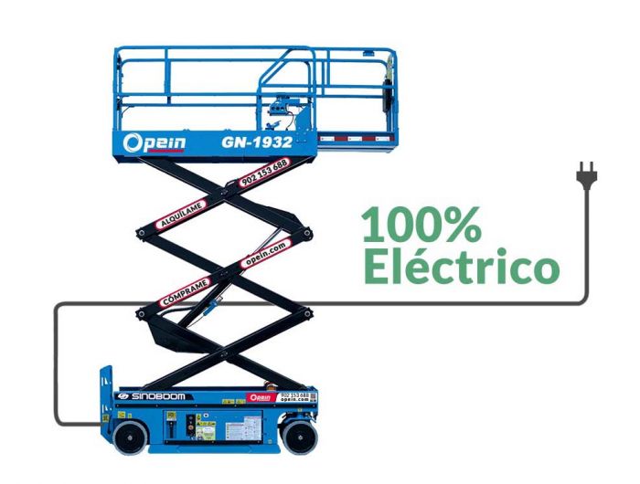 Opein | Alquiler y venta de tijera eléctrica de 8 metros interior-exterior 230kg en Madrid, Canarias y Marruecos.