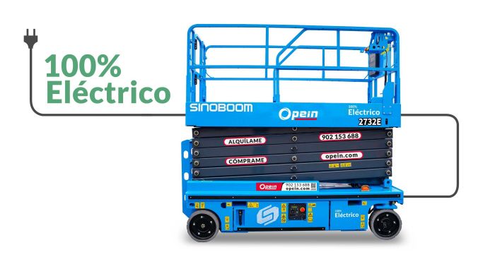 Opein | Alquiler y venta de tijera eléctrica de 10 metros interior 230kg en Madrid, Canarias y Marruecos.