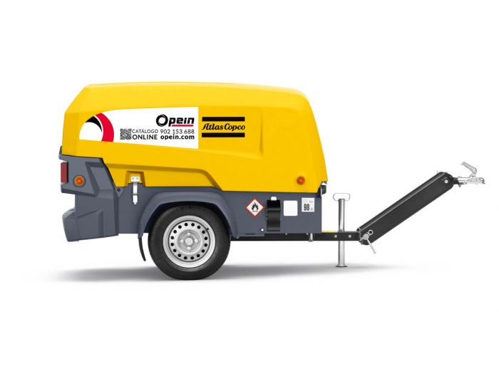 Opein | Alquiler y venta de compresor de aire diésel Atlas Copco xas 48 kd, homologado para carreteras 27 litros, 7 bar en Canarias, Madrid y Marruecos.