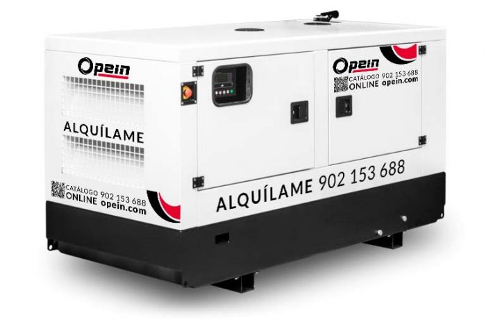 Opein | Alquiler y venta de grupo electrógeno diésel 20 kva, motor Perkins de bajo consumo e insonorizado en Canarias, Madrid y Marruecos.