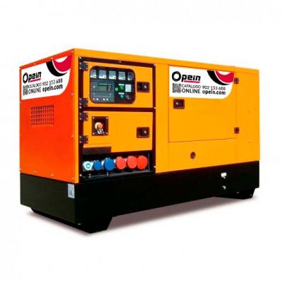 Opein | Alquiler y venta de generador eléctrico diésel 30 kva, motor Perkins de bajo consumo e insonorizado en Canarias, Madrid y Marruecos.