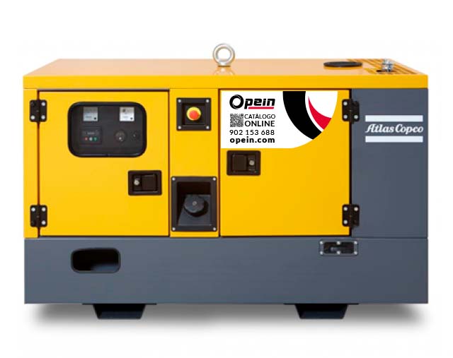 Opein | Alquiler y venta de grupo electrógeno diésel Atlas Copco Qes 40 kva, motor Kubota de bajo consumo e insonorizado en Canarias, Madrid y Marruecos.