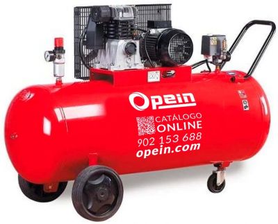 Opein | Alquiler y venta de compresor de aire eléctrico monofásico, 200 litros, hasta 10 bar y hasta 400v en Canarias, Madrid y Marruecos.
