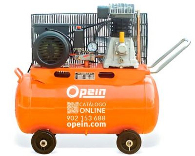 Opein | Alquiler y venta de compresor de aire eléctrico monofásico, 100 litros, hasta 10 bar y 230v en Canarias, Madrid y Marruecos.