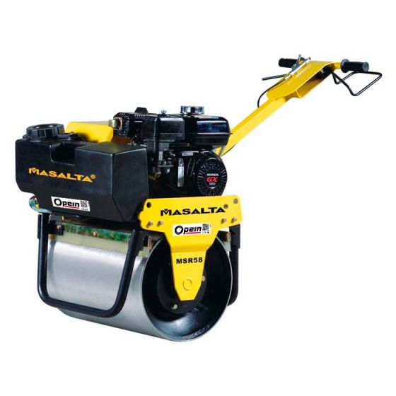 Opein | Alquiler y venta de rodillo compactador monocilíndrico 200kg Masalta con motor Honda en Canarias, Madrid y Marruecos.