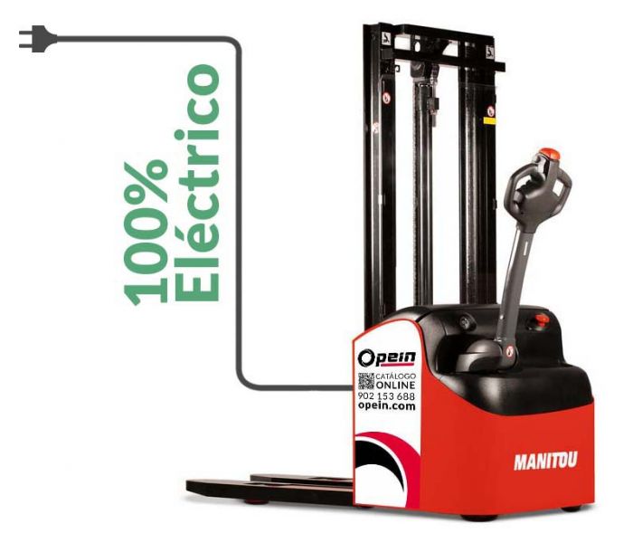 Opein | Alquiler y venta de Apilador eléctrico compacto Manitou 1200kg en Canarias, Madrid y Marruecos.