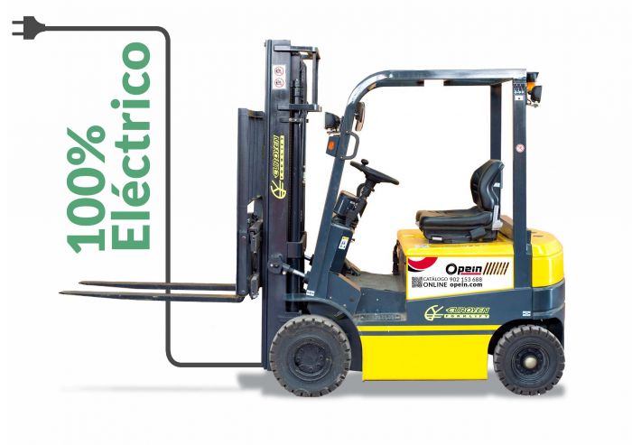 Opein | Alquiler y venta de Carretilla elevadora industrial eléctrica Euroyen FB15 1,5T con matriculación en Canarias, Madrid y Marruecos.