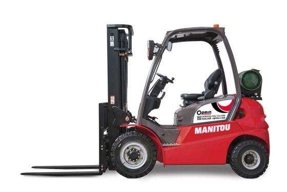Opein | Alquiler y venta de Carretilla elevadora industrial eléctrica Manitou MI20G 2,0T con matriculación en Canarias, Madrid y Marruecos.