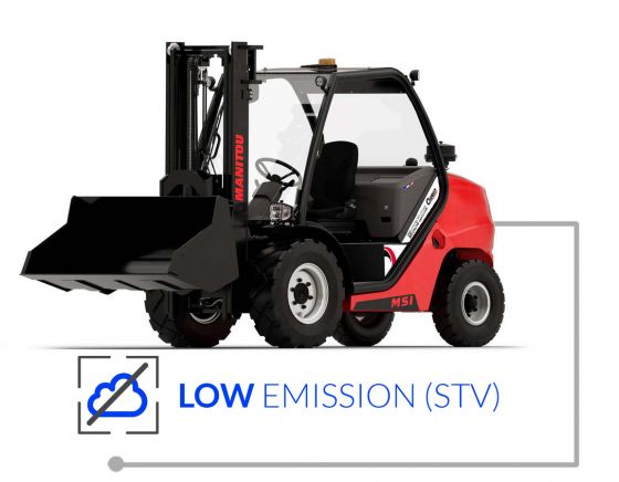 Opein | Alquiler y venta de Carretilla elevadora diésel STV todoterreno 4x4 Manitou 1,8T con matriculación en Madrid.