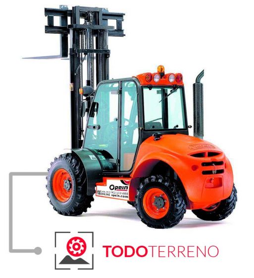 Opein | Alquiler y venta de Carretilla elevadora diésel todoterreno 4x2 Ausa C250H 2,5T con matriculación en Canarias, Madrid y Marruecos.