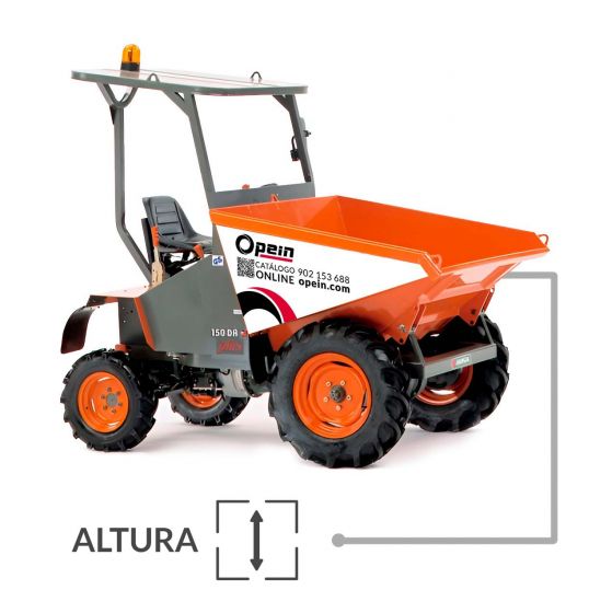 Opein | Alquiler y venta de dumper rígido con descarga en altura Ausa 150DA 4x2 1500KG en Canarias, Madrid y Marruecos.