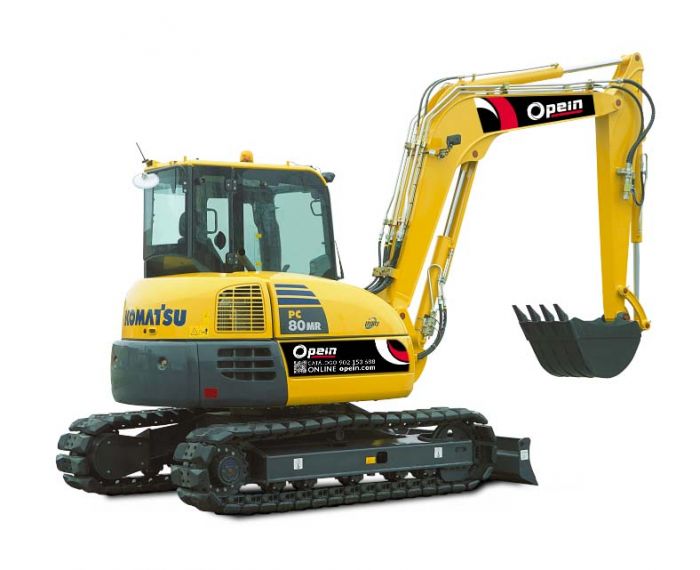 Opein | Alquiler y venta de excavadora mediana Komatsu PC80MR 8,0T en Canarias, Madrid y Marruecos.