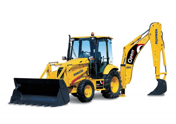 Opein | Alquiler y venta de retrocargadora Komatsu 10m3 C-M en Canarias, Madrid y Marruecos.