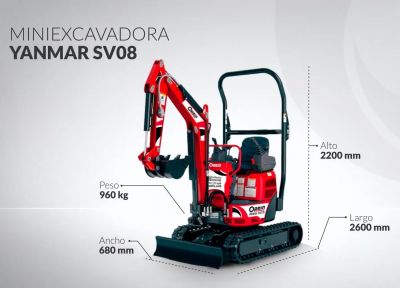 Opein | Alquiler y venta de micro-excavadora Yanmar SV08 1T STV en Canarias, Madrid y Marruecos.