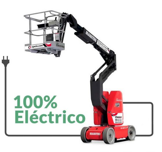 Opein | Alquiler y venta de plataforma elevadora articulada eléctrica Manitou 120aetjc de 12 metros 200kg en Canarias y Madrid.