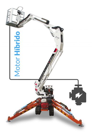 Opein | Alquiler y venta de plataforma elevadora de orugas híbrida Easylift R130 12m 200kg en Canarias, Madrid y Marruecos.