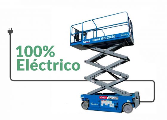 Opein | Alquiler y venta de elevador de tijera eléctrica Genie gs2.046 de 8 metros interior-exterior 544kg en Madrid, Canarias y Marruecos.