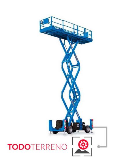 Opein | Alquiler y venta de elevador de tijera todoterreno diésel Genie gs-3.384rt de 12 metros 1134kg en Madrid, Canarias y Marruecos.