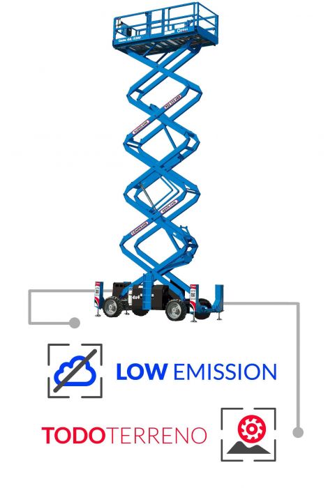 Opein | Alquiler y venta de elevador de tijera todoterreno diésel Genie gs-5.390rt stv de 18 metros 680kg en Madrid, Canarias y Marruecos.