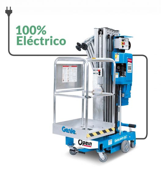 Opein | Alquiler y venta de elevador unipersonal eléctrico Genie AWP-30S 11m 159kg en Canarias, Madrid y Marruecos.