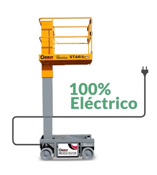 Opein | Alquiler y venta de plataforma elevadora mástil vertical eléctrico Haulotte Star 6m interior-exterior 230kg en Canarias, Madrid y Marruecos.