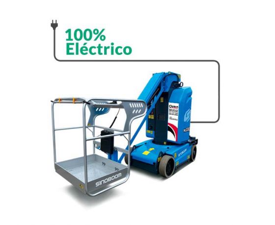 Opein | Alquiler y venta de plataforma elevadora mástil vertical eléctrico Sinoboom ML10ej plumin 10m 200kg interior-exterior en Canarias y Madrid.