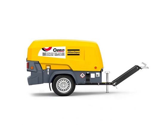 Opein | Alquiler y venta de compresor de aire diésel monofásico Atlas Copco xas 58-7, homologado, 27 litros, 7 bar en Canarias, Madrid y Marruecos.