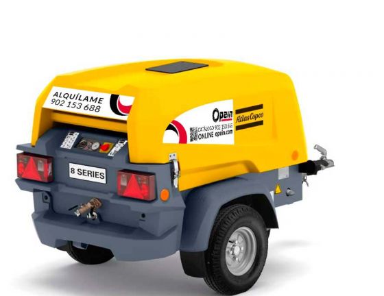 Opein | Alquiler y venta de compresor de aire diésel Atlas Copco xas 88 kd, homologado para carreteras, 60 litros, 7 bar en Canarias, Madrid y Marruecos.