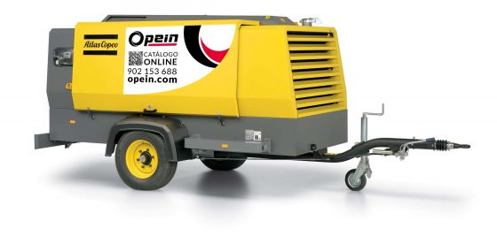 Opein | Alquiler y venta de compresor de aire diésel monofásico Atlas Copco xavs 186 eco, 168 litros, 14 bar en Canarias, Madrid y Marruecos.