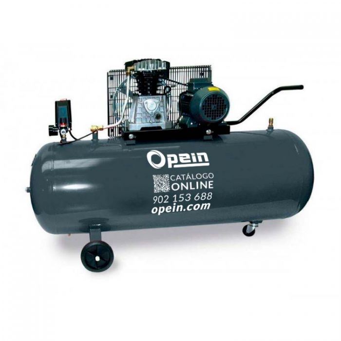Opein | Alquiler y venta de compresor de aire eléctrico monofásico, 200 litros, hasta 10 bar y hasta 400v en Canarias, Madrid y Marruecos.