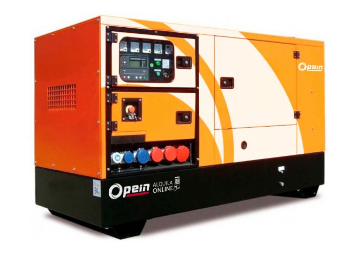 Opein | Alquiler y venta de generador eléctrico diésel 30 kva, motor Perkins de bajo consumo e insonorizado en Canarias, Madrid y Marruecos.