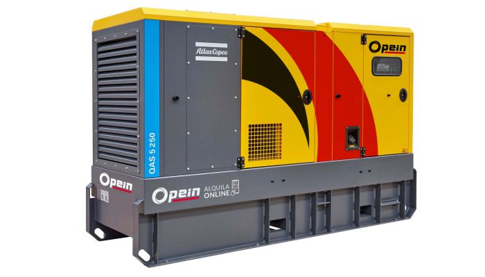 Opein | Alquiler y venta de grupo electrógeno diésel Atlas Copco Qas 250 kva, motor John Deere e insonorizado en Canarias, Madrid y Marruecos.