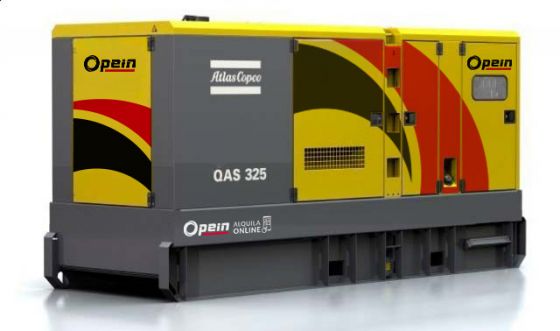 Opein | Alquiler y venta de grupo electrógeno diésel Atlas Copco Dvs 375, 400 kva, motor Volvo e insonorizado en Canarias, Madrid y Marruecos.