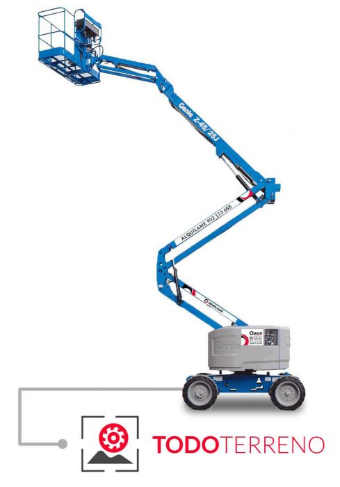 Opein | Alquiler y venta de plataforma elevadora articulada todoterreno diésel Genie z-45 25j dc, 16 metros 230kg en Canarias y Madrid.