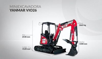 Opein | Alquiler y venta de mini-excavadora Yanmar VIO 2,6T STV en Canarias, Madrid y Marruecos.