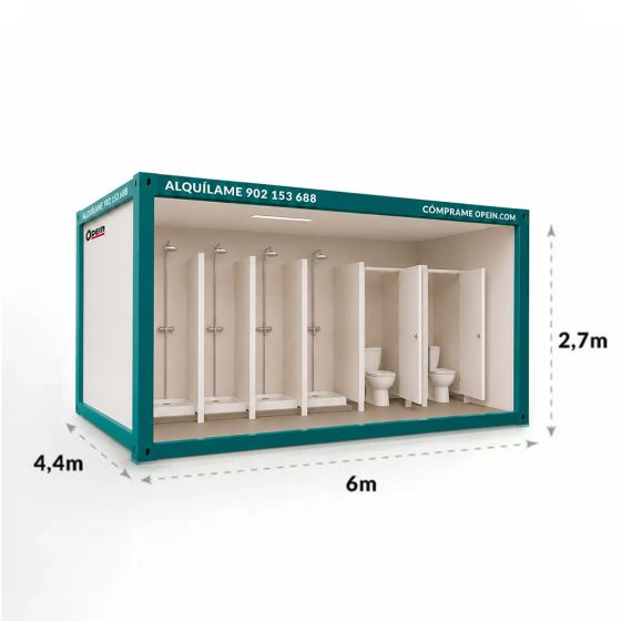 MÓDULO 6 M CON 4 DUCHAS Y 2 ASEOS