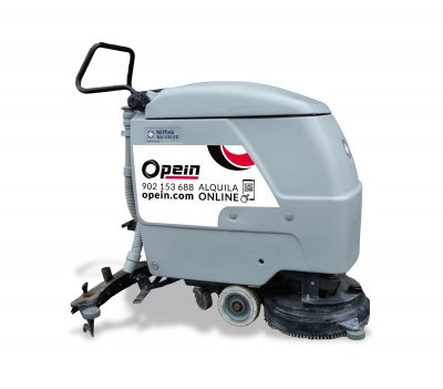 Opein | Alquiler y venta de fregadora (persona de pie en máquina) 50cm y batería de 24v en Canarias, Madrid y Marruecos.