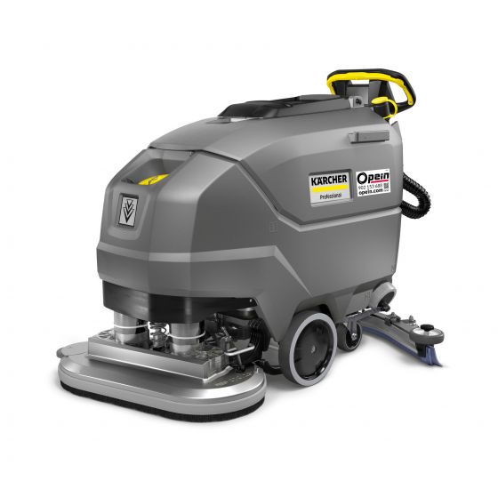 Opein | Alquiler y venta de fregadora Karcher (persona de pie en máquina) 70cm con batería de 24v en Canarias, Madrid y Marruecos.