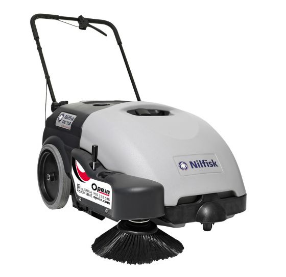 Opein | Alquiler y venta de barredora eléctrica (con persona de pie en máquina), 12v, 75cm en Canarias, Madrid y Marruecos.