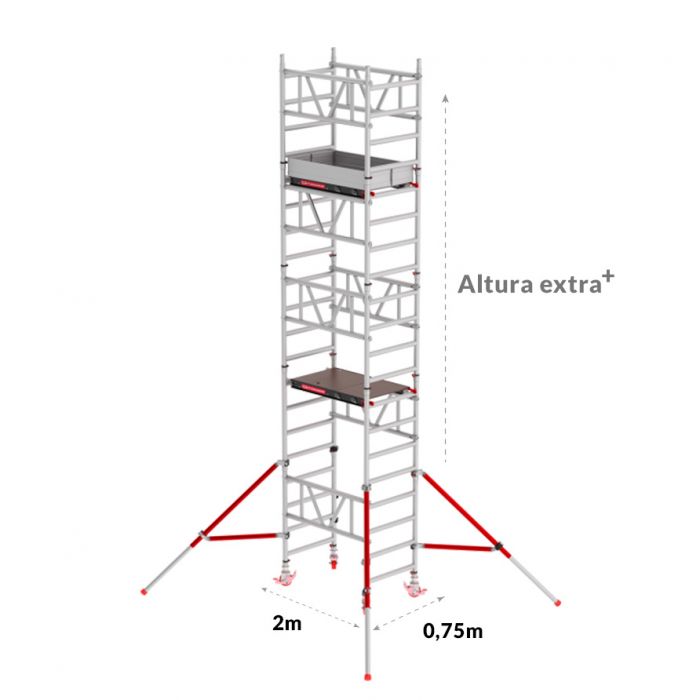 Opein | Alquiler de andamios rodantes 750 x 2000 mm de aluminio en Canarias, Madrid 