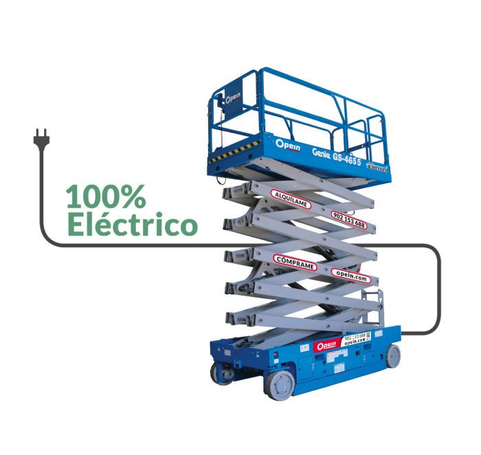 Opein | Alquiler y venta de tijera electrica 16m I/E 350kg con matriculación en Canarias, Madrid y Marruecos.