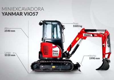 Opein | Alquiler y venta de mini-excavadora Yanmar VIO 5,7T STV en Canarias, Madrid y Marruecos.